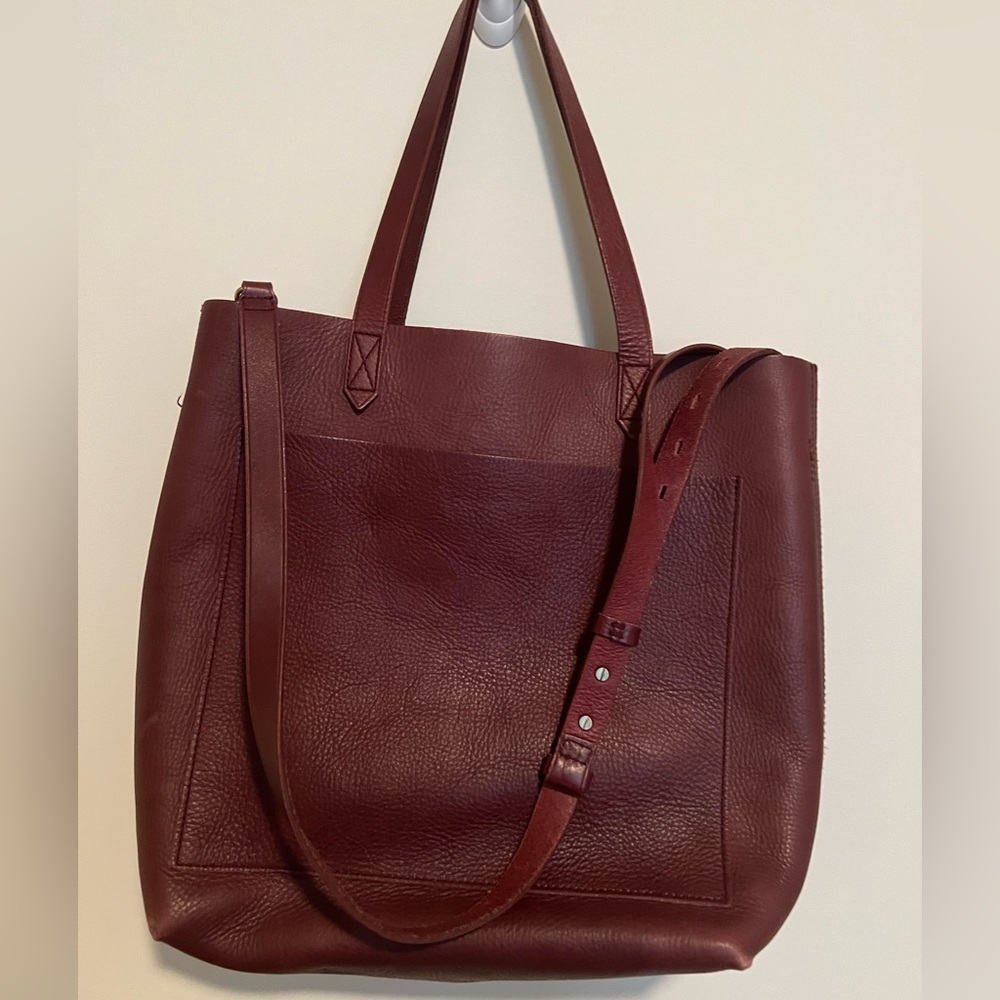 Madewell Burgundy Leather Tote Bag